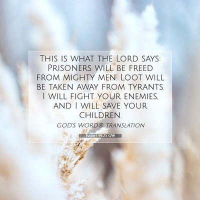 Picture 07 - Isaiah 49:25 GW - This is what the Lord says: Prisoners will be - Bible Verse Picture
