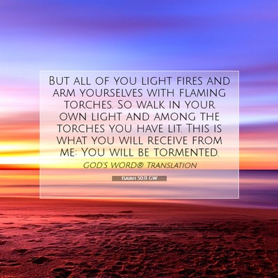 Picture 07 - Isaiah 50:11 GW - But all of you light fires and arm yourselves - Bible Verse Picture
