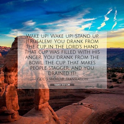 Picture 07 - Isaiah 51:17 GW - Wake up! Wake up! Stand up, Jerusalem! You drank - Bible Verse Picture