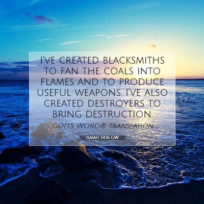 Picture 07 - Isaiah 54:16 GW - I’ve created blacksmiths to fan the coals into - Bible Verse Picture