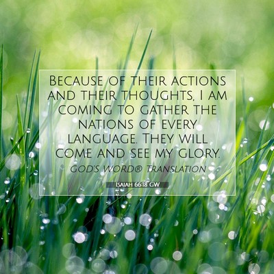 Picture 07 - Isaiah 66:18 GW - Because of their actions and their thoughts, I am - Bible Verse Picture