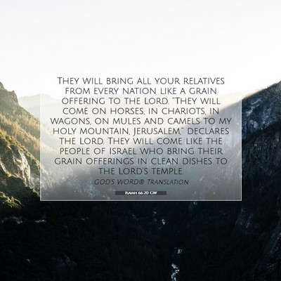 Picture 07 - Isaiah 66:20 GW - They will bring all your relatives from every - Bible Verse Picture