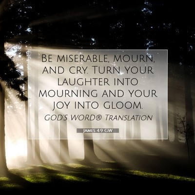 Picture 07 - James 4:9 GW - Be miserable, mourn, and cry. Turn your laughter - Bible Verse Picture