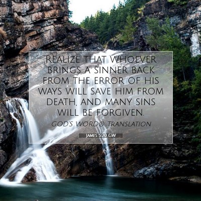 Picture 07 - James 5:20 GW - Realize that whoever brings a sinner back from - Bible Verse Picture