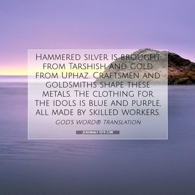 Picture 07 - Jeremiah 10:9 GW - Hammered silver is brought from Tarshish and gold - Bible Verse Picture