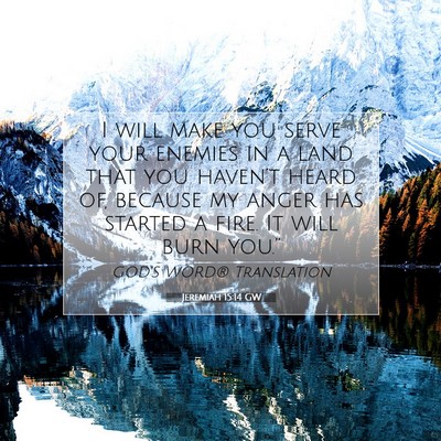 Picture 07 - Jeremiah 15:14 GW - I will make you serve your enemies in a land that - Bible Verse Picture