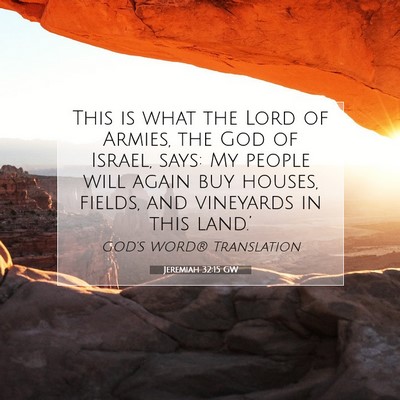 Picture 07 - Jeremiah 32:15 GW - This is what the Lord of Armies, the God of - Bible Verse Picture