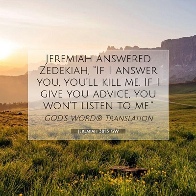 Picture 07 - Jeremiah 38:15 GW - Jeremiah answered Zedekiah, “If I answer you, - Bible Verse Picture