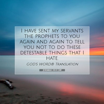 Picture 07 - Jeremiah 44:4 GW - I have sent my servants the prophets to you again - Bible Verse Picture