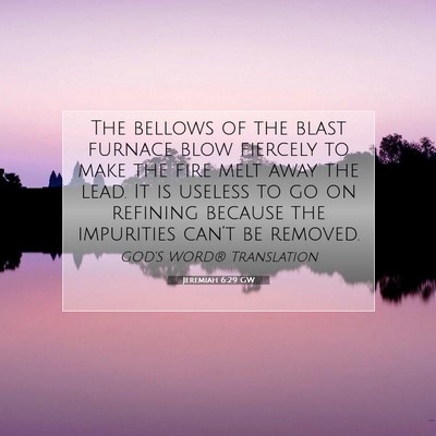 Picture 07 - Jeremiah 6:29 GW - The bellows of the blast furnace blow fiercely to - Bible Verse Picture