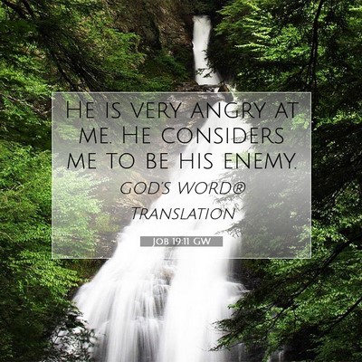 Picture 07 - Job 19:11 GW - He is very angry at me. He considers me to be his - Bible Verse Picture