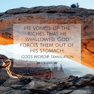 Picture 07 - Job 20:15 GW - He vomits up the riches that he swallowed. God - Bible Verse Picture