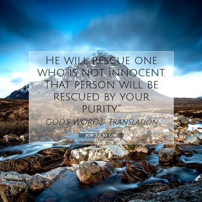 Picture 07 - Job 22:30 GW - He will rescue one who is not innocent. That - Bible Verse Picture