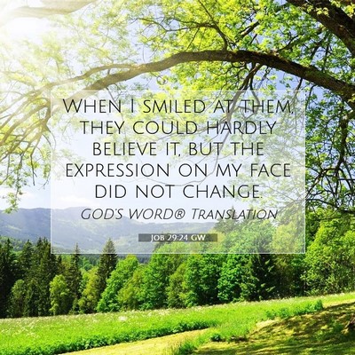 Picture 07 - Job 29:24 GW - When I smiled at them, they could hardly believe - Bible Verse Picture