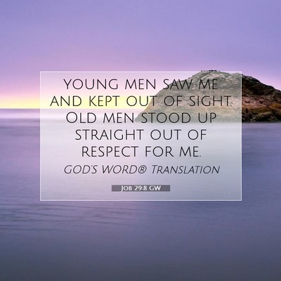Picture 07 - Job 29:8 GW - young men saw me and kept out of sight. Old men - Bible Verse Picture