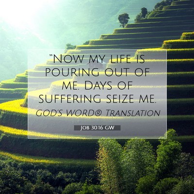 Picture 07 - Job 30:16 GW - “Now my life is pouring out of me. Days of - Bible Verse Picture