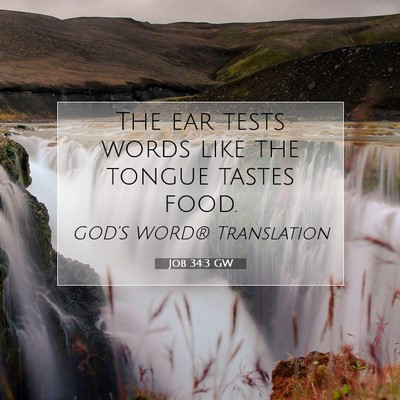 Picture 07 - Job 34:3 GW - The ear tests words like the tongue tastes - Bible Verse Picture