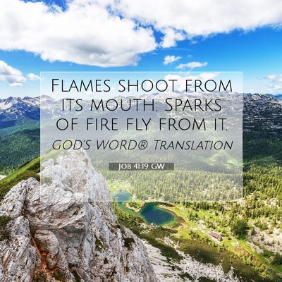 Picture 07 - Job 41:19 GW - Flames shoot from its mouth. Sparks of fire fly - Bible Verse Picture