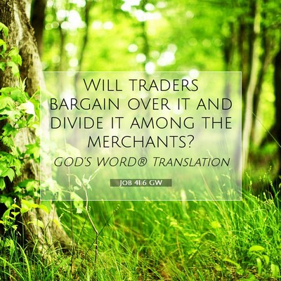 Picture 07 - Job 41:6 GW - Will traders bargain over it and divide it among - Bible Verse Picture