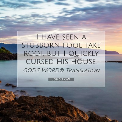 Picture 07 - Job 5:3 GW - I have seen a stubborn fool take root, but I - Bible Verse Picture