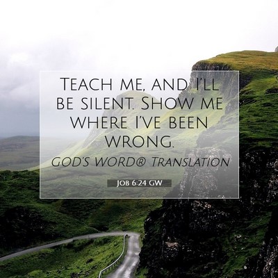 Picture 07 - Job 6:24 GW - Teach me, and I’ll be silent. Show me where - Bible Verse Picture