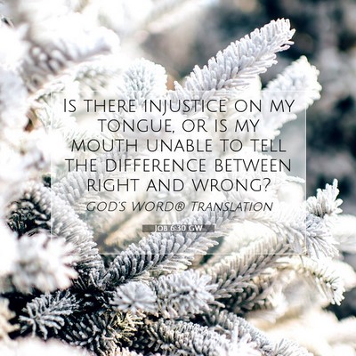 Picture 07 - Job 6:30 GW - Is there injustice on my tongue, or is my mouth - Bible Verse Picture