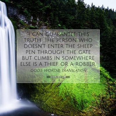 Picture 07 - John 10:1 GW - “I can guarantee this truth: The person who - Bible Verse Picture