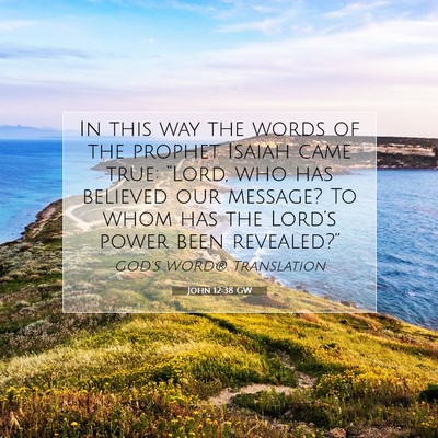 Picture 07 - John 12:38 GW - In this way the words of the prophet Isaiah came - Bible Verse Picture