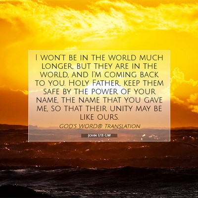 Picture 07 - John 17:11 GW - I won’t be in the world much longer, but they - Bible Verse Picture