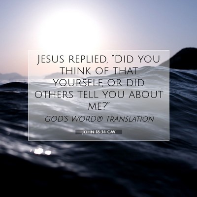 Picture 07 - John 18:34 GW - Jesus replied, “Did you think of that yourself, - Bible Verse Picture
