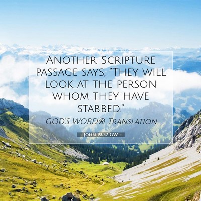 Picture 07 - John 19:37 GW - Another Scripture passage says, “They will look - Bible Verse Picture
