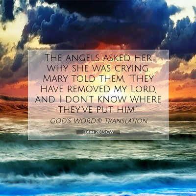 Picture 07 - John 20:13 GW - The angels asked her why she was crying. Mary - Bible Verse Picture