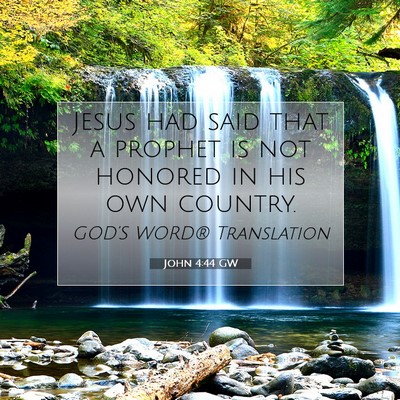 Picture 07 - John 4:44 GW - Jesus had said that a prophet is not honored in - Bible Verse Picture