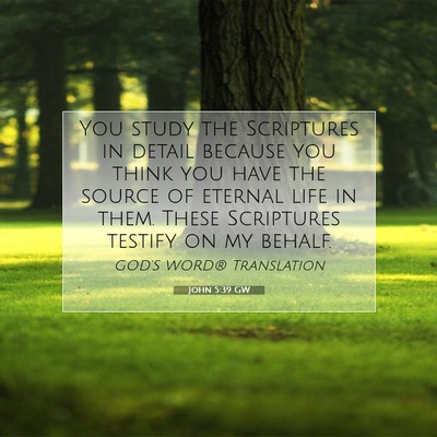 Picture 07 - John 5:39 GW - You study the Scriptures in detail because you - Bible Verse Picture