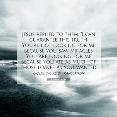 Picture 07 - John 6:26 GW - Jesus replied to them, “I can guarantee this - Bible Verse Picture