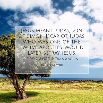 Picture 07 - John 6:71 GW - Jesus meant Judas, son of Simon Iscariot. Judas, - Bible Verse Picture