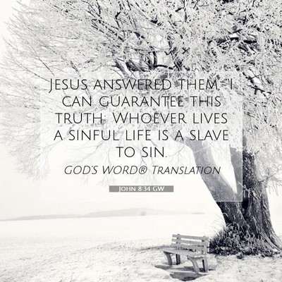 Picture 07 - John 8:34 GW - Jesus answered them, “I can guarantee this - Bible Verse Picture