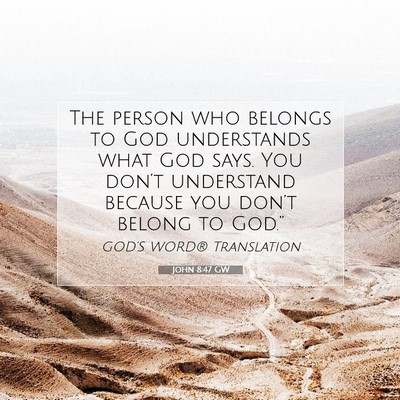 Picture 07 - John 8:47 GW - The person who belongs to God understands what - Bible Verse Picture