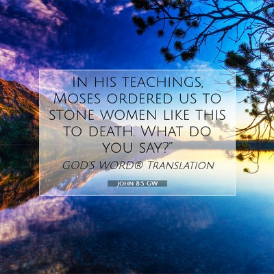 Picture 07 - John 8:5 GW - In his teachings, Moses ordered us to stone women - Bible Verse Picture