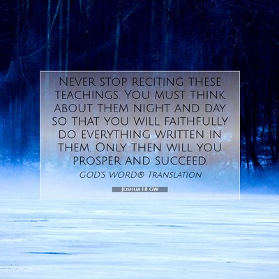 Picture 07 - Joshua 1:8 GW - Never stop reciting these teachings. You must - Bible Verse Picture