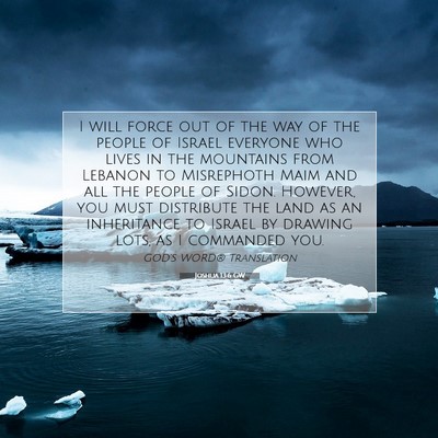 Picture 07 - Joshua 13:6 GW - I will force out of the way of the people of - Bible Verse Picture