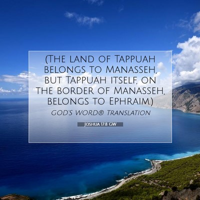Picture 07 - Joshua 17:8 GW - (The land of Tappuah belongs to Manasseh, but - Bible Verse Picture