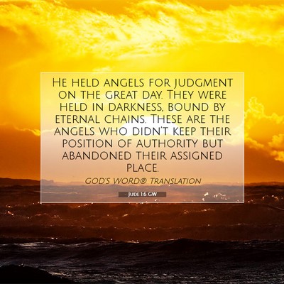 Picture 07 - Jude 1:6 GW - He held angels for judgment on the great day. - Bible Verse Picture