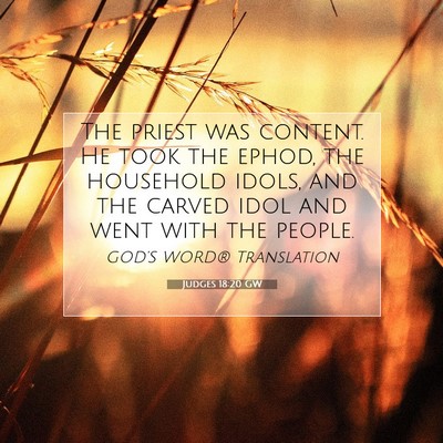 Picture 07 - Judges 18:20 GW - The priest was content. He took the ephod, the - Bible Verse Picture