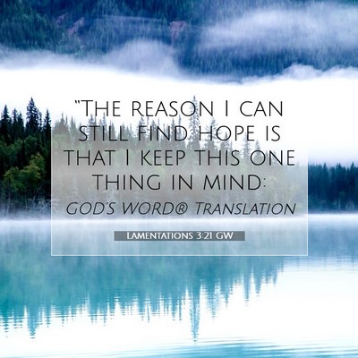Picture 07 - Lamentations 3:21 GW - “The reason I can still find hope is that I - Bible Verse Picture