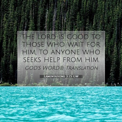 Picture 07 - Lamentations 3:25 GW - The Lord is good to those who wait for him, to - Bible Verse Picture