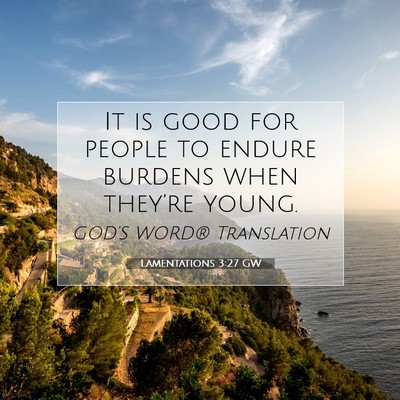 Picture 07 - Lamentations 3:27 GW - It is good for people to endure burdens when - Bible Verse Picture