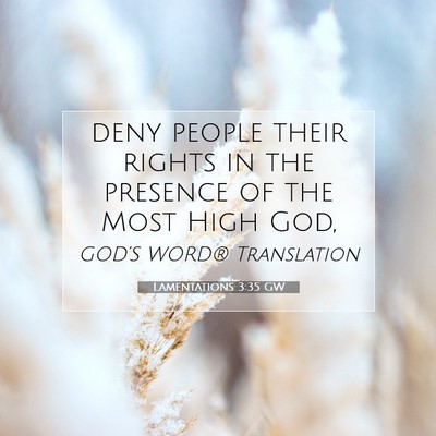 Picture 07 - Lamentations 3:35 GW - deny people their rights in the presence of the - Bible Verse Picture