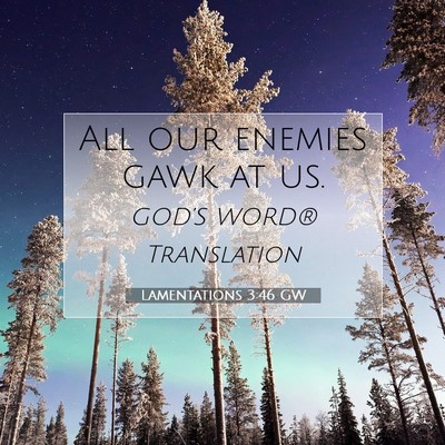 Picture 07 - Lamentations 3:46 GW - All our enemies gawk at - Bible Verse Picture