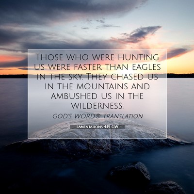 Picture 07 - Lamentations 4:19 GW - Those who were hunting us were faster than eagles - Bible Verse Picture